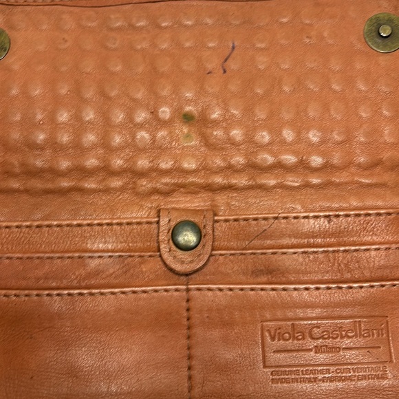 VIOLA CASTELLANI MILANO brownish/orange studded genuine leather wallet. - Picture 6 of 11